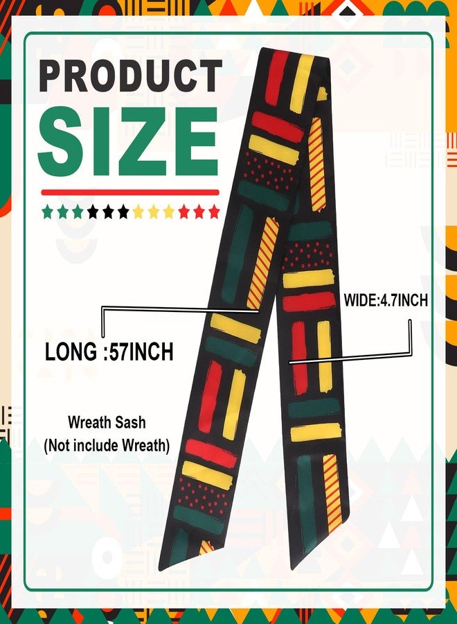 Blinket Black History Wreath Sash for Front Door - 1PC African Kente Print Wreath Sash Colorful Satin Sash Ribbon - Black Heritage Kwanzaa Decoration for Indoor Outdoor Doorway Wall Display - Image 2